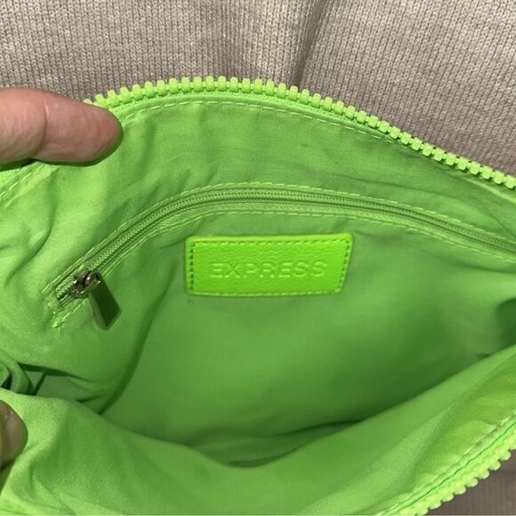 EXPRESS Linen Cotton Bright Neon Watermelon Sequined Tasseled Zip Clutch - Picture 4 of 9